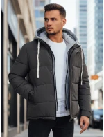 Pánská prošívaná zimní bunda s kapucí tmavě šedá Dstreet model 21993671 - FashionStreet