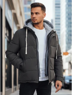 Pánská prošívaná zimní bunda s kapucí tmavě šedá Dstreet model 21993671 - FashionStreet