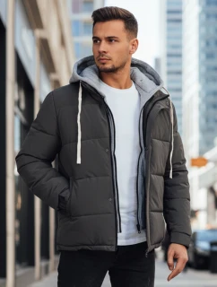 Pánská prošívaná zimní bunda s kapucí tmavě šedá Dstreet TX5103
