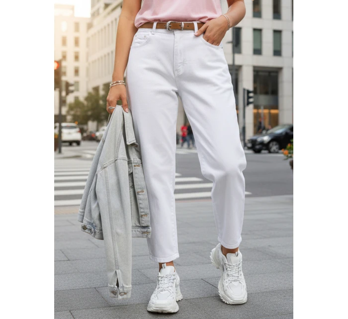 Dámske džínsy mom fit s opaskom biele FashionStreet UY2884