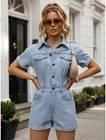 Krátke dámske džínsové overaly, svetlo modré, FashionStreet EY2655