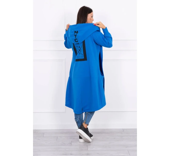 Nevädza modrá bunda s kapucňou nadmernej veľkosti