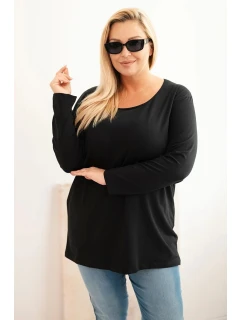 Dámská blůza Plus Size s lodičkovým výstřihem černá