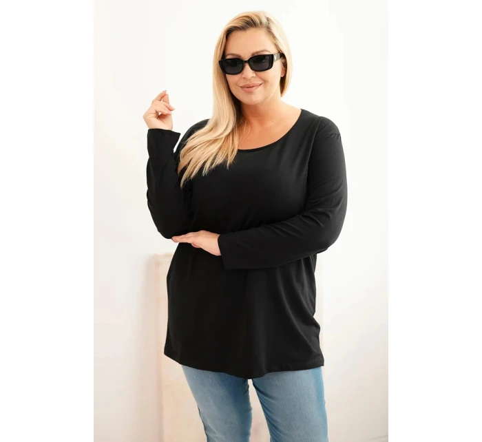 Dámská blůza Plus Size s lodičkovým výstřihem černá