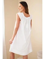 Dámske bavlnené šaty s volánovým výstrihom a volánom biele