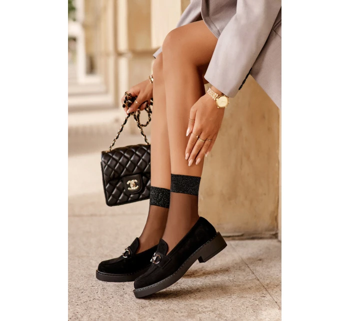 Dámské semišové Mokasíny černé model 21633341 - SERGIO LEONE Dámské semišové Mokasíny černé model 21633341 - SERGIO LEONE