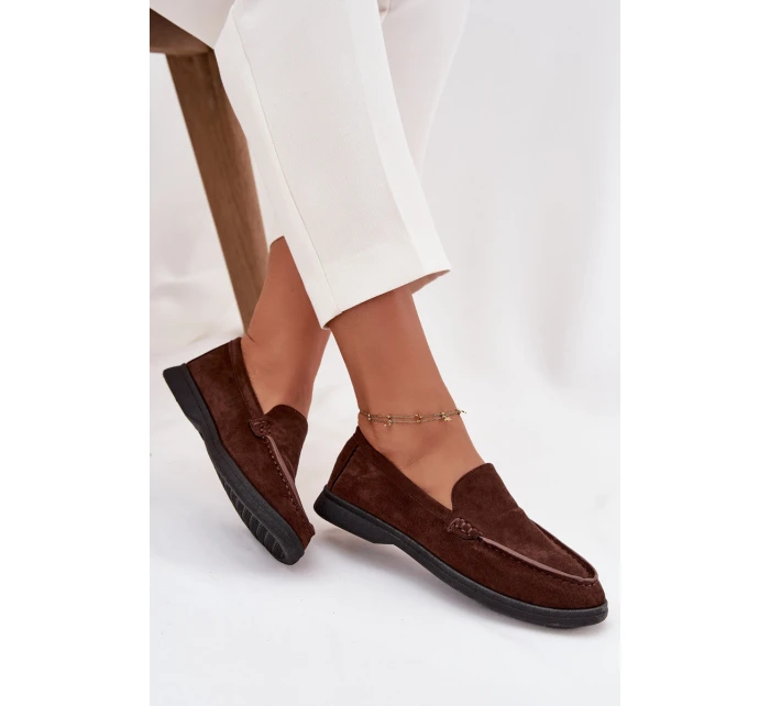 Mokasyny Damskie Z Eko Zamszu Czekoladowe Tynara