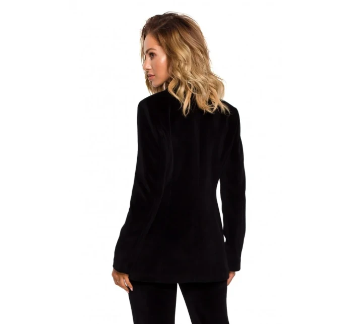 M643 Zamatové sako s jedným gombíkom - bordové