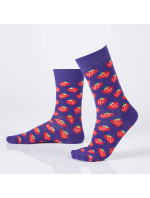 Pánske fialové ponožky s jahodami