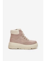 Dámske semišové snehule Vinceza s kožušinou na platforme - béžové Dámske semišové snehule Vinceza s kožušinou na platforme - béžové