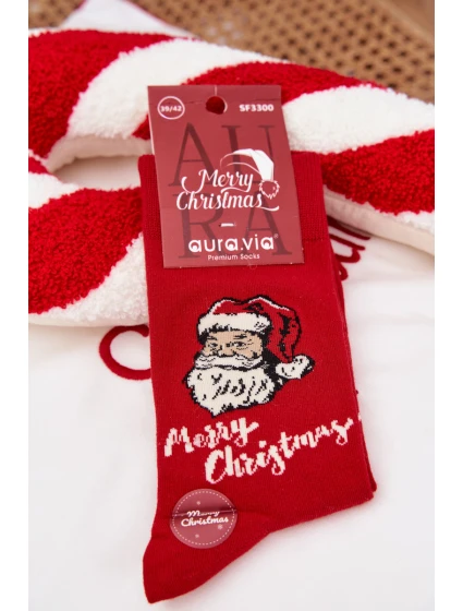 Pánske vianočné ponožky so Santom a nápisom "Merry Christmas" - červené Pánske vianočné ponožky so Santom a nápisom "Merry Christmas" - červené