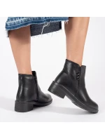 Módní černé kotníčkové boty dámské na širokém podpatku Módní černé kotníčkové boty dámské na širokém podpatku