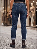 Dámske džínsy Mom Fit s opaskom a vysokým pásom, tmavomodré, FashionStreet UY3110 Dámske džínsy Mom Fit s opaskom a vysokým pásom, tmavomodré, FashionStreet UY3110