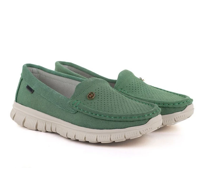 Dámske pohodlné zelené kožené poltopánky Jezzi 7075