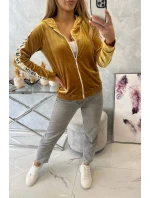 Hořčicová velurová mikina s kapucí Hořčicová velurová mikina s kapucí