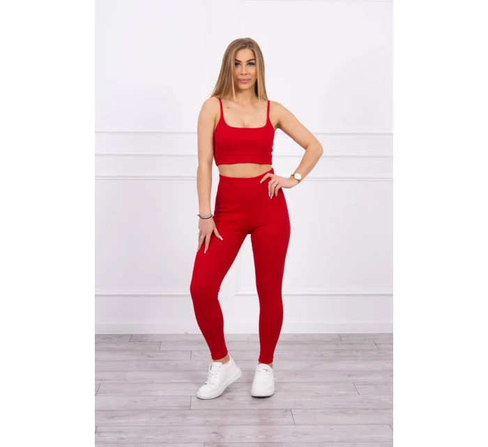 Súprava s blúzkou s rebrovaním červená Súprava s blúzkou s rebrovaním červená
