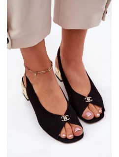 Semišové Elegantní Dámské Sandály model 21694823 Černé - CheBello