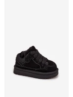 Detské zateplené tenisky s kožušinou Mireen - čierne