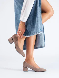 Trendy hnedé lodičky pre ženy na širokom podpätku