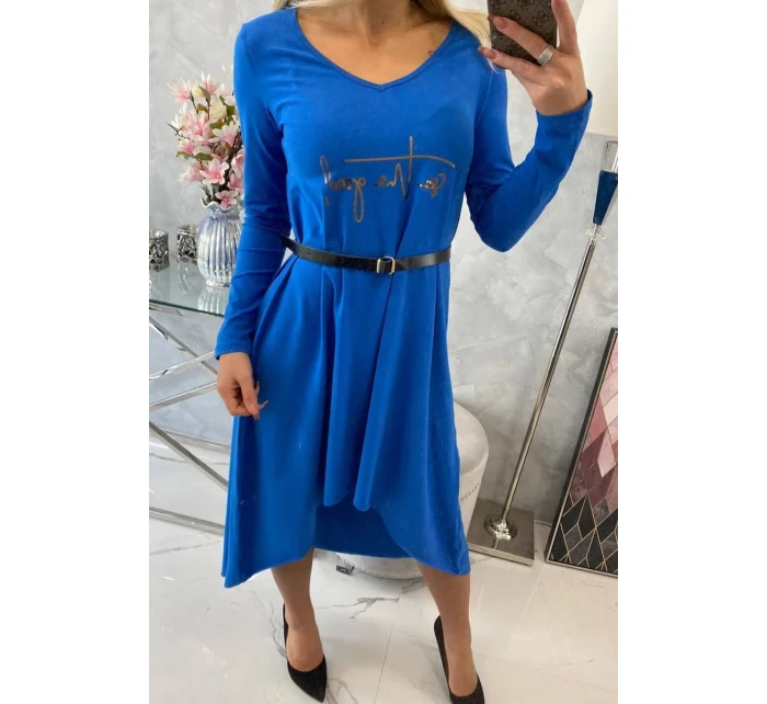 Šaty s ozdobným pásikom a nápisom cornflower blue Šaty s ozdobným pásikom a nápisom cornflower blue