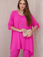 Súprava blúzka + nohavice s fuchsiovým príveskom