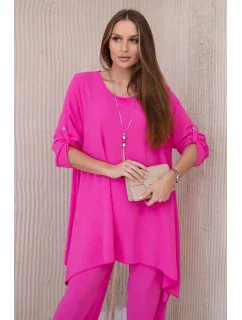 Súprava blúzka + nohavice s fuchsiovým príveskom