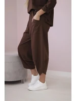 Bavlněná mikina kalhoty set hnědý Bavlněná mikina kalhoty set hnědý