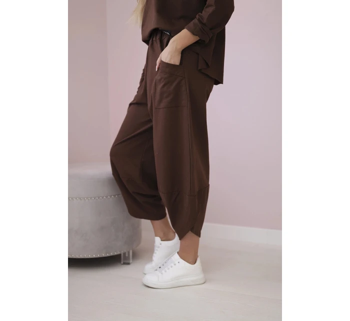 Bavlněná mikina kalhoty set hnědý Bavlněná mikina kalhoty set hnědý