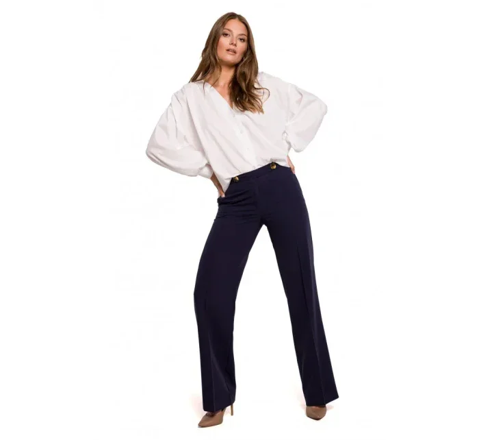 K114 Klasické nohavice s rovnými nohavicami - tmavo modré K114 Klasické nohavice s rovnými nohavicami - tmavo modré