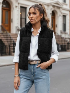 Dámska vesta z ovčej kože BEEWARM black FashionStreet TY3845