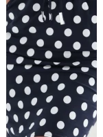 13-167 Športové šaty s viazaním a vreckami - tmavomodré s bielymi bodkami