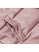 Teplá dámska vesta v púdrovo ružovej farbe z eko kože (D-3231-59S)