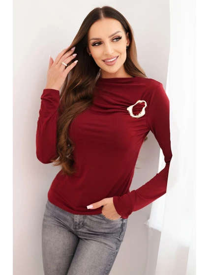 Dámská blůza s ozdobnou z viskózy, bordová model 21468714 - K-Fashion Dámská blůza s ozdobnou z viskózy, bordová model 21468714 - K-Fashion