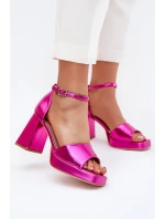 Dámské Sandály Na Podpatku Fuchsie model 21703017 - Boto