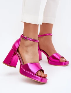 Lakierowane Sandały Damskie Na Słupku Fuksja Marila