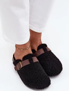Dámske papuče s kožušinou typu baranček - čierne Lorivine