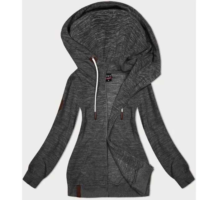 Dámská mikina v grafitové melanžové barvě s kapucí model 19664152 - 6&8 Fashion Dámská mikina v grafitové melanžové barvě s kapucí model 19664152 - 6&8 Fashion