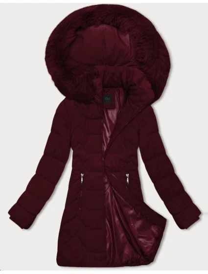Dámská bunda ve vínové bordó barvě s kapucí model 21428654 - J.STYLE