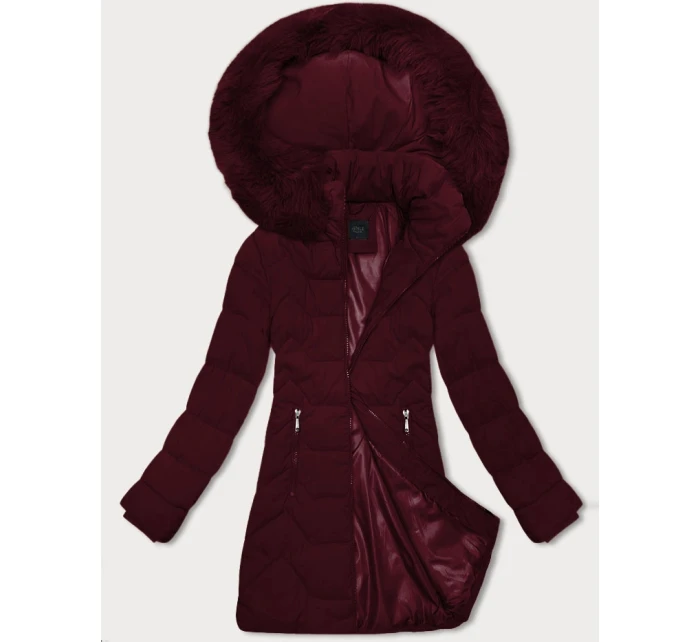 Dámská bunda ve vínové bordó barvě s kapucí model 21428654 - J.STYLE