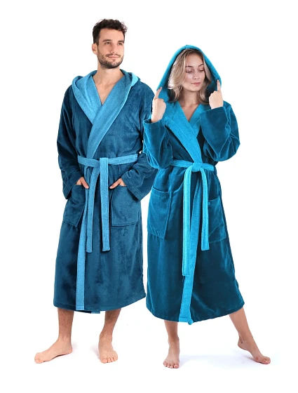 Unisex župan Tampa duo s kapucňou 3959 petrol - Vestis