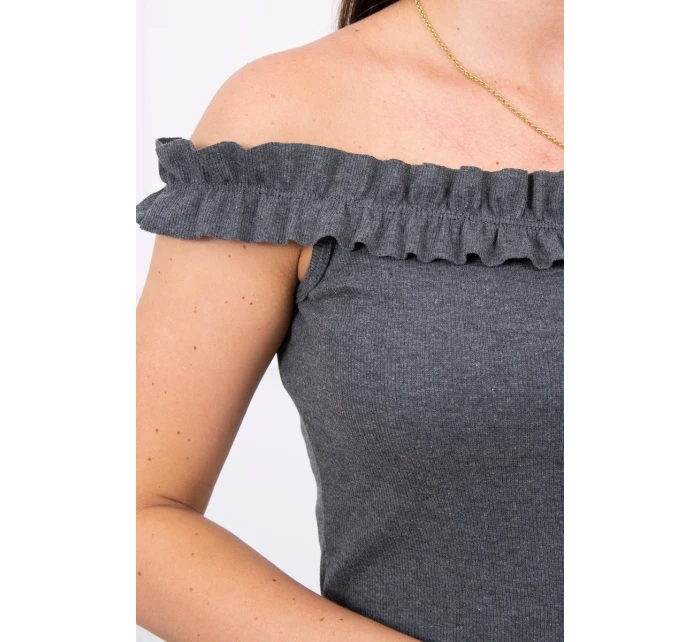 Trblietavá blúzka s volánikmi grafitová