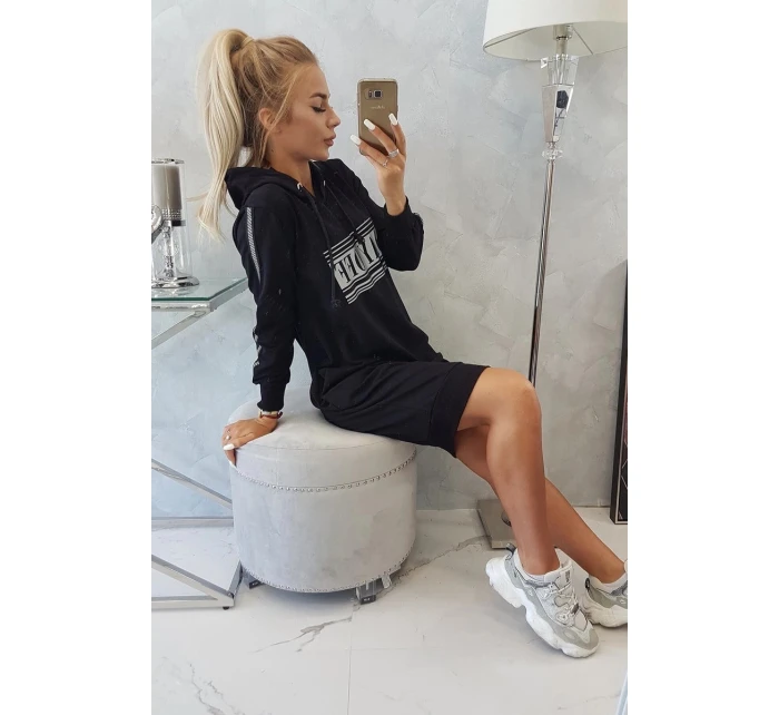 Šaty s reflexnou potlačou čierne