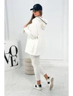 Bavlnená mikina s kapucňou + legíny ecru