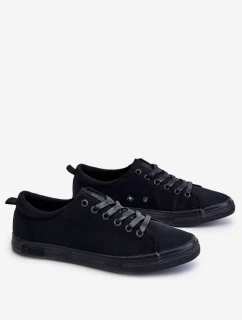 Damskie Gładkie Niskie Trampki Big Star LL274057 Czarne