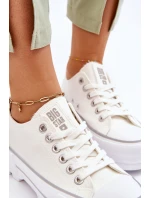 Materiałowe Trampki Na Platformie Big Star LL274150 Białe Materiałowe Trampki Na Platformie Big Star LL274150 Białe