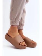 Damskie Klapki Na Grubej Podeszwie Brązowe Oreithano Damskie Klapki Na Grubej Podeszwie Brązowe Oreithano