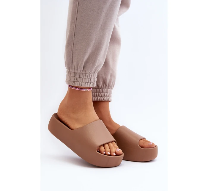 Damskie Klapki Na Grubej Podeszwie Brązowe Oreithano Damskie Klapki Na Grubej Podeszwie Brązowe Oreithano