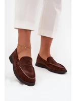 Mokasyny Damskie Z Eko Zamszu Czekoladowe Tynara