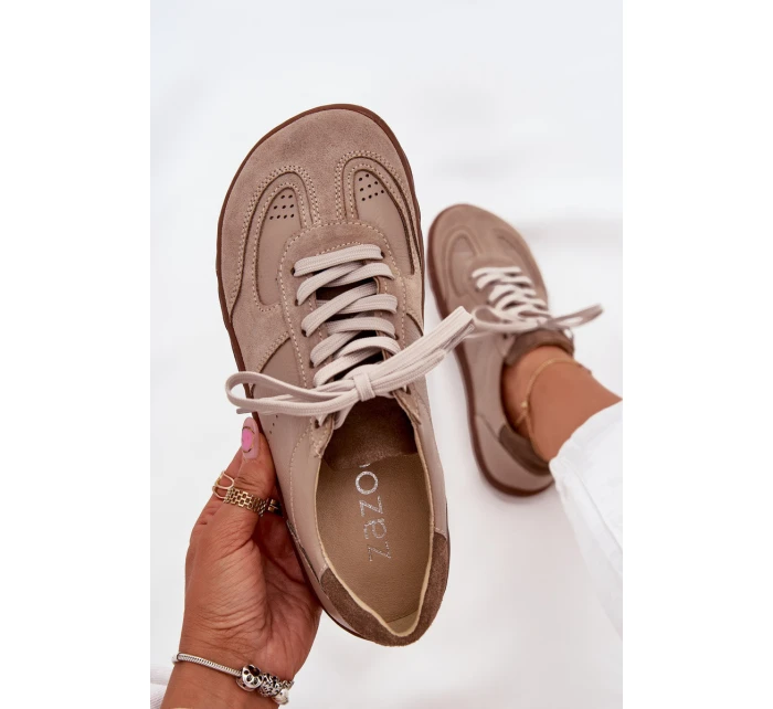 Dámske kožené barefoot tenisky Zazoo - béžové