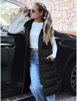 Dámska dlhá prešívaná vesta čierna FashionStreet TY5267 Dámska dlhá prešívaná vesta čierna FashionStreet TY5267